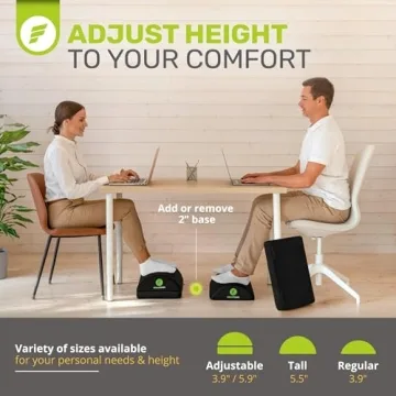 ErgoFoam Foot Rest for Under Desk at Work Adjustable - Chiropractor-Endorsed, High-Density Foam, Velvet (Black)