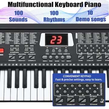 61 Key Keyboard Piano for Beginners with Microphone and Speakers