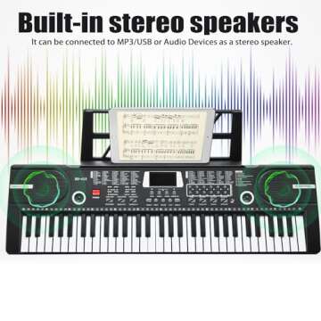 61 Key Keyboard Piano for Beginners with Microphone and Speakers