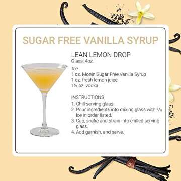 Monin - Sugar Free Vanilla Syrup, Great For Flavoring Coffee, Shakes, And Cocktails (1 Liter)