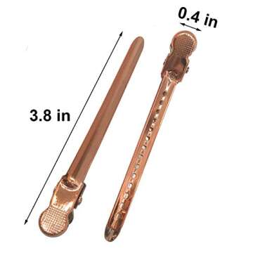 12 Packs Duck Bill Clips, 3.5 Inches Dividing Hair Styling Clips, Metal Hairpin for Hair Sectioning, Styling, Coloring, Essential Hairdressing Tools for Women and Girls (Rose Gold)