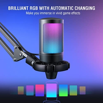 FIFINE Gaming USB Microphone with RGB for Streamers