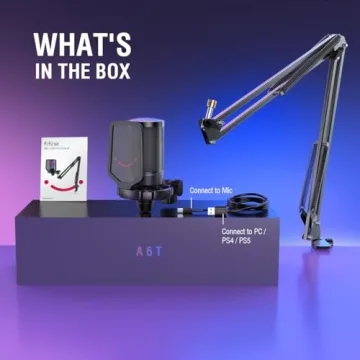 FIFINE Gaming USB Microphone with RGB for Streamers