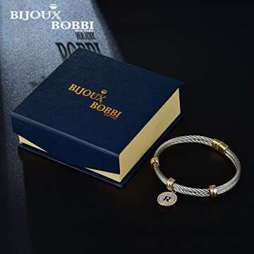 BIJOUX BOBBI [Luxury Packaging Alphabets Cubic Zirconia Twisted Wire Initial Bracelets - A4168BXK-P