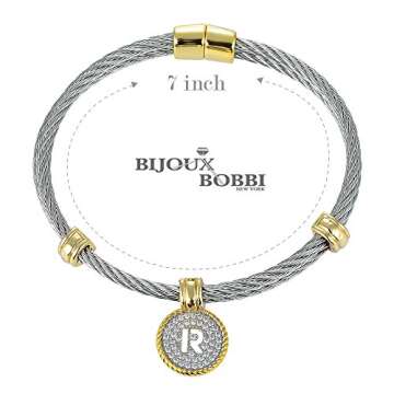 BIJOUX BOBBI [Luxury Packaging Alphabets Cubic Zirconia Twisted Wire Initial Bracelets - A4168BXK-P