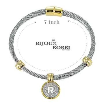 BIJOUX BOBBI [Luxury Packaging Alphabets Cubic Zirconia Twisted Wire Initial Bracelets - A4168BXK-P
