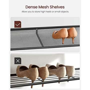 VASAGLE Shoe Rack for Entryway, 5-Tier Shoe Rack Organizer with Storage Shelves and Spacious Top, Freestanding, Adjustable, Industrial, Rustic Brown and Ink Black ULBS038B01