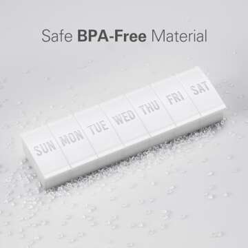 Barhon Pill Organizer Large, Weekly Pill Organizer Pill Box, Medicine Pill Organizer Travel, 7 Day Pill Case for Big Vitamin Supplements Fish Oil, White