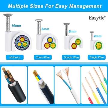 400 Pcs Cable Clips 4/6/8/10mm Nail in Cable Clips with Steel Ethernet Cable Clips Cable Wire Clips Cable Tacks Cable Nails Speaker Wire Clips Coaxial Cable Staples RG6 RG59 CAT6 RJ45 Wire Wall Clips
