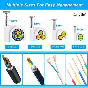 400 Pcs Cable Clips 4/6/8/10mm Nail in Cable Clips with Steel Ethernet Cable Clips Cable Wire Clips Cable Tacks Cable Nails Speaker Wire Clips Coaxial Cable Staples RG6 RG59 CAT6 RJ45 Wire Wall Clips