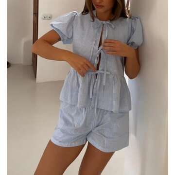 Stylish Argeousgor Women Y2k 2 Piece Pajama Set