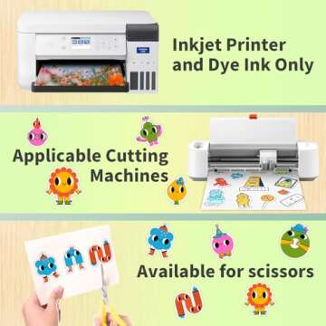 Uinkit 100 Sheets Printable Glossy Sticker Photo Paper 8.5x11 Full Sheet Inkjet Self Adhesive Photo Paper Label For for Scrapbooking, Brand Logo, Party Decor Stickers Letter Size