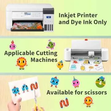 Uinkit 100 Sheets Printable Glossy Sticker Photo Paper 8.5x11 Full Sheet Inkjet Self Adhesive Photo Paper Label For for Scrapbooking, Brand Logo, Party Decor Stickers Letter Size