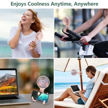 snawowo Mini Handheld Personal Portable Fan, Baby Stroller Fan, Car Seat USB or Battery Powered, wit...