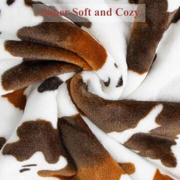 Cow Print Blanket | Soft Fleece Flannel Cozy Cow Blankets | Couch Sofa Bed Cow Blankets Throws | Baby Kids Girls Boys Teens Birthday Valentine's Day