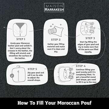 Maison Marrakech | Premium Beautiful Handmade Real Moroccan Tan Brown Leather Footstool Pouf from Marrakech | Colour Tan Brown with White Stitching | Delivered unstuffed 22.5 x 12.5 inches