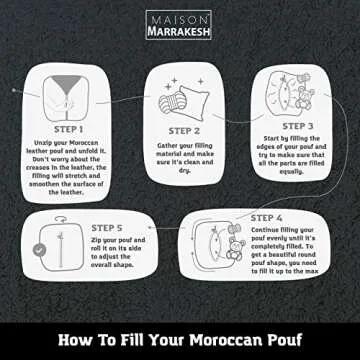 Maison Marrakech | Premium Beautiful Handmade Real Moroccan Tan Brown Leather Footstool Pouf from Marrakech | Colour Tan Brown with White Stitching | Delivered unstuffed 22.5 x 12.5 inches