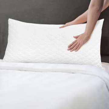 Elegant Comfort Set of 2 Hotel Quality Bed Quilted Goose-Down Alternative Medium Firm Pillows, Stand...