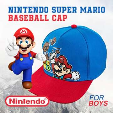 Nintendo Super Mario Boys Blue Baseball Cap Hat Age 4-7