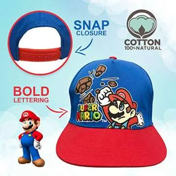 Nintendo Super Mario Baseball Cap for Boys Age 4-7