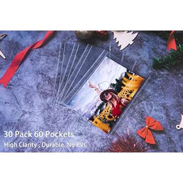 30 Pack 60 Pockets 5x7' Ultra-Clear Photocard Sleeves for 6 Ring A5 Binder, Double-Sided 1 Pocket Photo Pages, Top Loading Sheet Protector for Photos, Postcards, Seed Packets