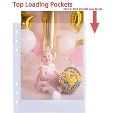 30 Pack 60 Pockets 5x7' Ultra-Clear Photocard Sleeves for 6 Ring A5 Binder, Double-Sided 1 Pocket Photo Pages, Top Loading Sheet Protector for Photos, Postcards, Seed Packets