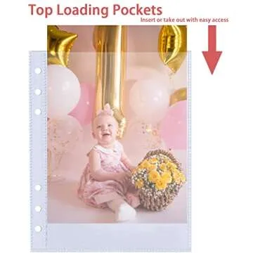 30 Pack 60 Pockets 5x7' Ultra-Clear Photocard Sleeves for 6 Ring A5 Binder, Double-Sided 1 Pocket Photo Pages, Top Loading Sheet Protector for Photos, Postcards, Seed Packets