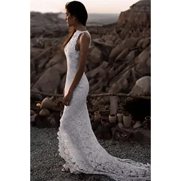 Elegant Lace Mermaid Wedding Dress for Beach Brides