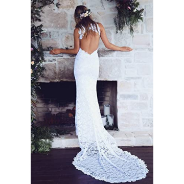 Elegant Lace Mermaid Wedding Dress for Beach Brides