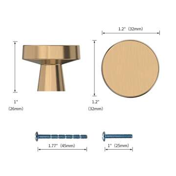 KNOKLOCK 10 Pack Kitchen Cabinet Knob Champagne Bronze Round Dresser Knobs Gold Drawer Knobs Kitchen...