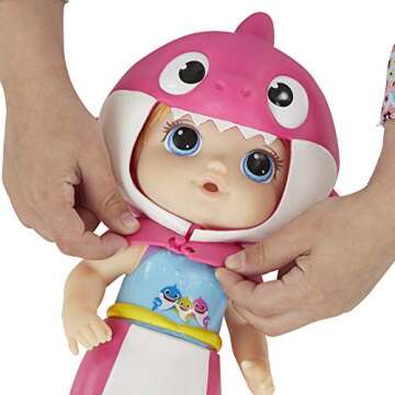 Baby Alive, Baby Shark Blonde Hair Doll, with Tail & Hood, Inspired by Hit Song & Dance, Waterplay Toy for Kids Ages 3 Years Old & Up (Amazon Exclusive), Pink