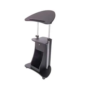Techni Mobili Sit-to-Stand Mobile Medical Laptop Computer Cart, Black, Adjustable Height, B005