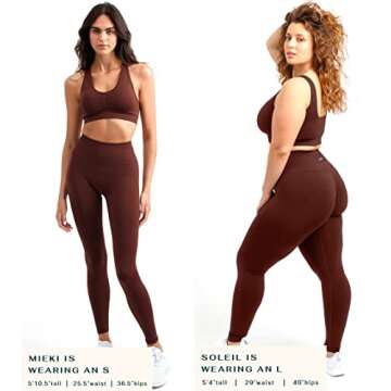 PAVOI ACTIVE SculptForm Leggings | Seamless Sculpting High Waisted Compression Full Length Scrunch Workout Women Leggings | Brown, Small