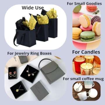 JUNESHE Small Gift Bags with Handles & Tissue Paper, 12 Pack Mini Black Gift Bags, Extra Small Black Goodie Bags, Tiny Gift Wrap for Birthday Party Favors