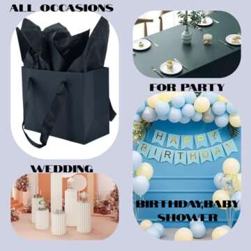 JUNESHE Small Gift Bags with Handles & Tissue Paper, 12 Pack Mini Black Gift Bags, Extra Small Black Goodie Bags, Tiny Gift Wrap for Birthday Party Favors