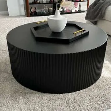 Kevinplus Black Round Coffee Table for Modern Living Spaces