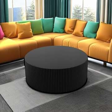 Kevinplus Black Round Coffee Table for Modern Living Spaces