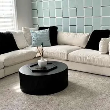 Kevinplus Black Round Coffee Table for Modern Living Spaces