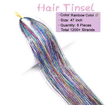 MISSUHUI Rainbow Fairy Hair Tinsel Kit - Sparkling Hair Tinsel