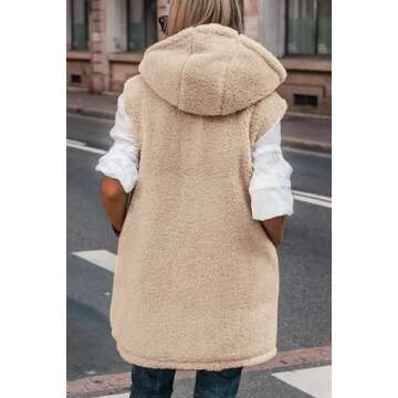 PRETTYGARDEN Womens Fall Reversible Vests Sleeveless Fleece Jacket Zip Up Hoodie Pockets Long Winter Puffer Coat Outerwear (Brown,Small)