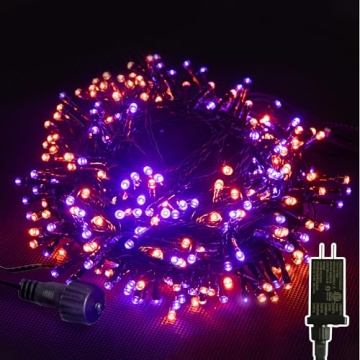 JACKYLED 300LED Purple & Orange Halloween Lights - 109FT Connectable Decorations