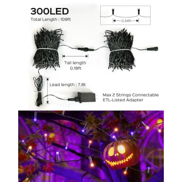 Connectable 300LED Purple & Orange Halloween Lights