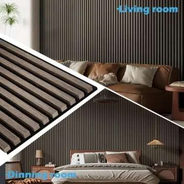 Art3d 2-Pack 48" x 24" Acoustic Wood Panels for Wall, Soundproof Wood Slat Panel for Wall and Ceiling, 3D Fluted Sound Absorbing Paneling for Interior Wall Decor, Living Room, Bedroom - Walnut