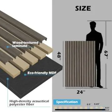 Art3d 2-Pack 48" x 24" Acoustic Wood Panels for Wall, Soundproof Wood Slat Panel for Wall and Ceiling, 3D Fluted Sound Absorbing Paneling for Interior Wall Decor, Living Room, Bedroom - Walnut