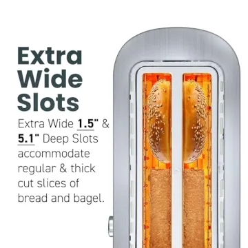 Elite Gourmet Long Slot 4 Slice Toaster with Wide Slots