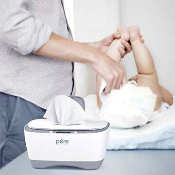 PureBaby™ Wipe Warmer with Digital Display - Easy-Feed Dispenser with 3 Heat Settings, LCD Display...