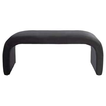 Safavieh Tenko Modern Black Velvet Bench for Chic Spaces