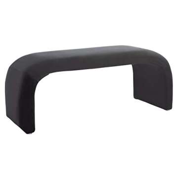 Safavieh Tenko Modern Black Velvet Bench for Chic Spaces