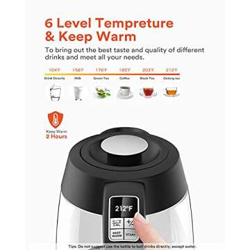 MILIN Electric Kettle & Hot Water Glass Kettle - Precision Brewing at Your Fingertips