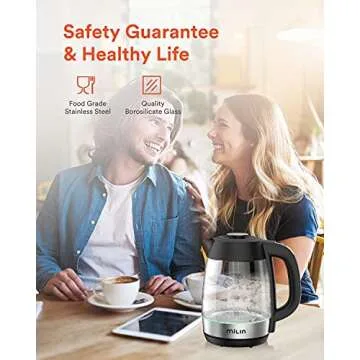 MILIN Electric Glass Kettle with 6 Temperature Control and Fast Boil